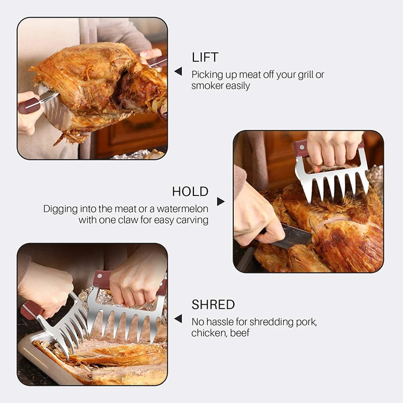 Robuste Edelstahl-Bärenkrallen mit Holzgriff - Flaschenöffner – Perfekt für BBQ