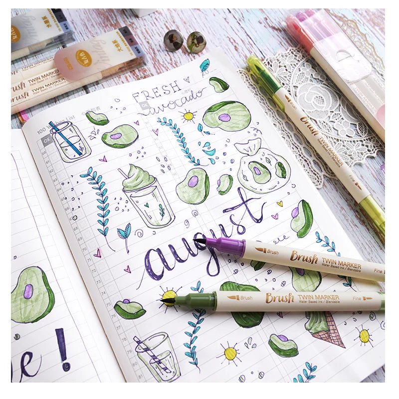 3-teiliges Set Dual-Ended Pinselmarker für kreative Aquarell Zeichnungen