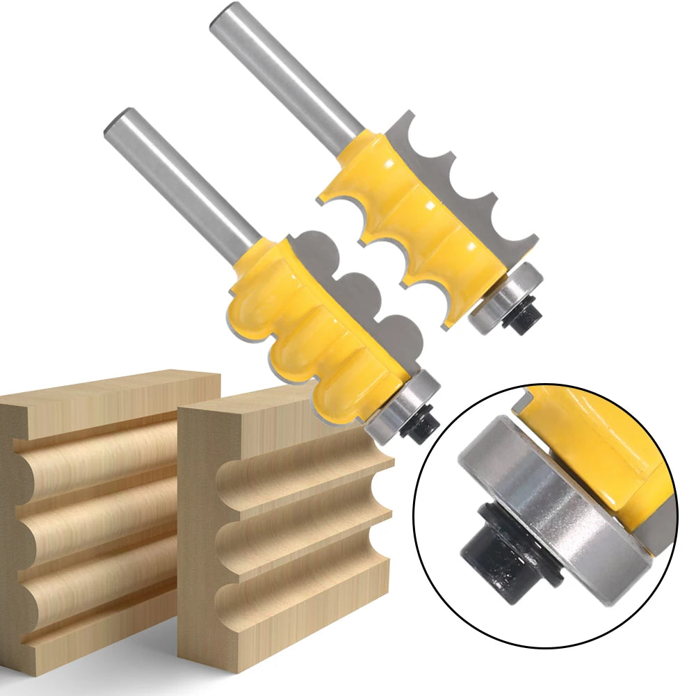 2-teiliges 8mm Schaft Fräser Set mit Triple Perle und Triple Flöte für Holz