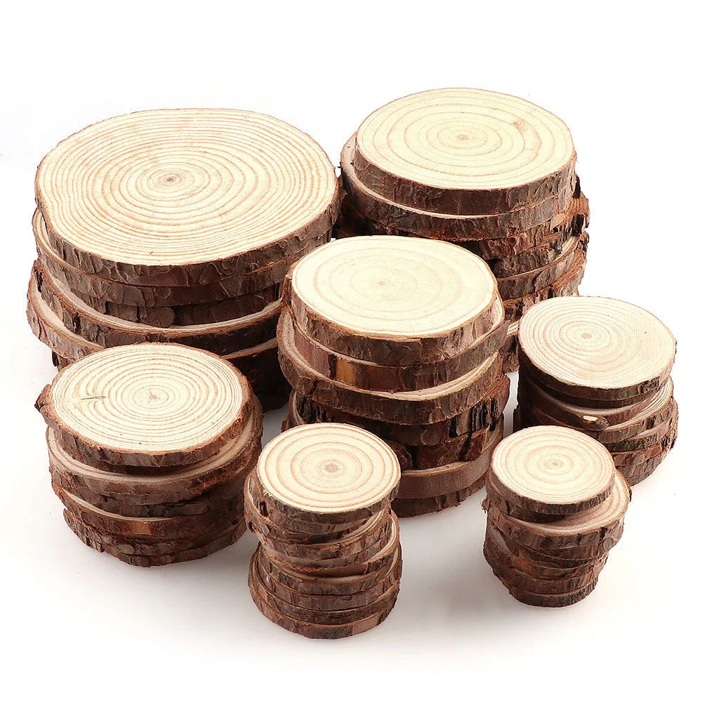 Natürliche Kiefernholzscheiben 3–12 cm, unlackiert für kreative DIY-Projekte