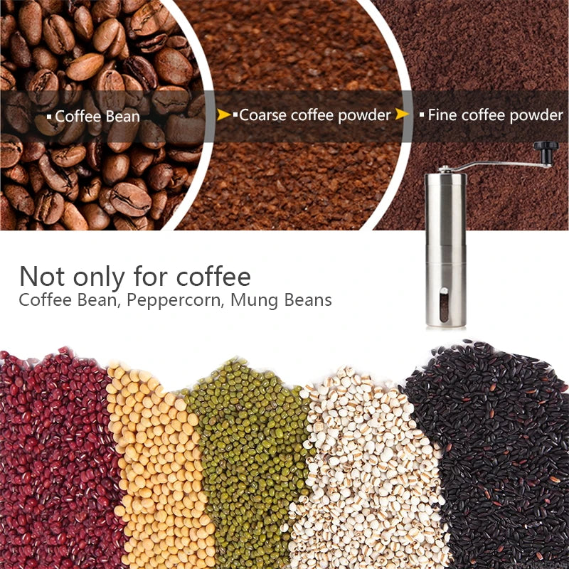 Manuelle Kaffeemühle aus Edelstahl für frischen Kaffeegenuss unterwegs