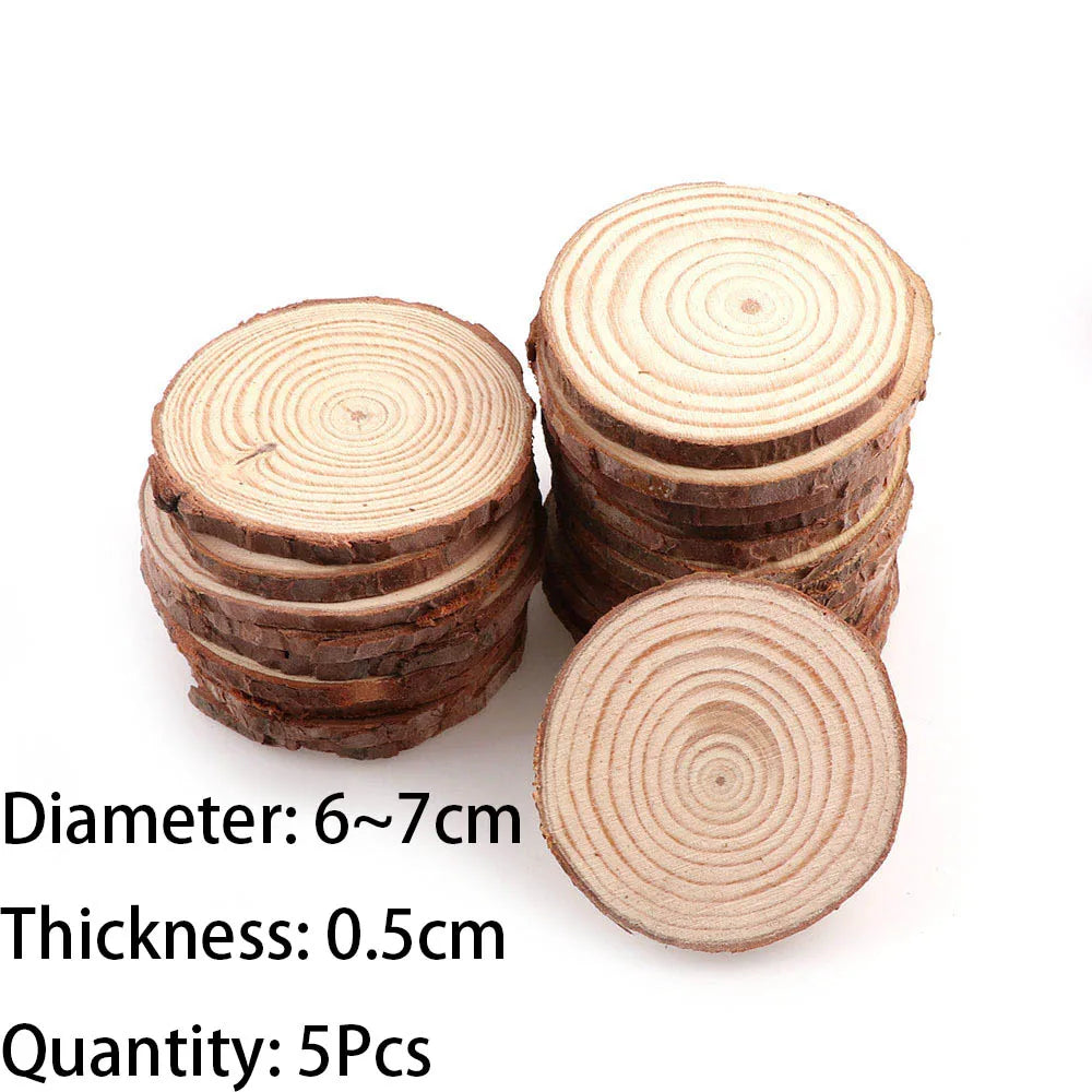 Natürliche Kiefern-Holzscheiben mit Baumrinde – 1 Packung DIY Holzrundlinge