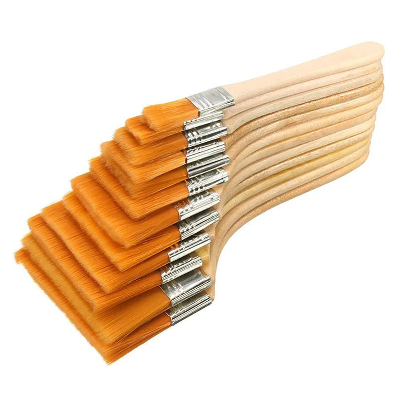 Vielseitiges 12-teiliges Nylon-Pinselset mit Holzgriff für Kunst - BBQ