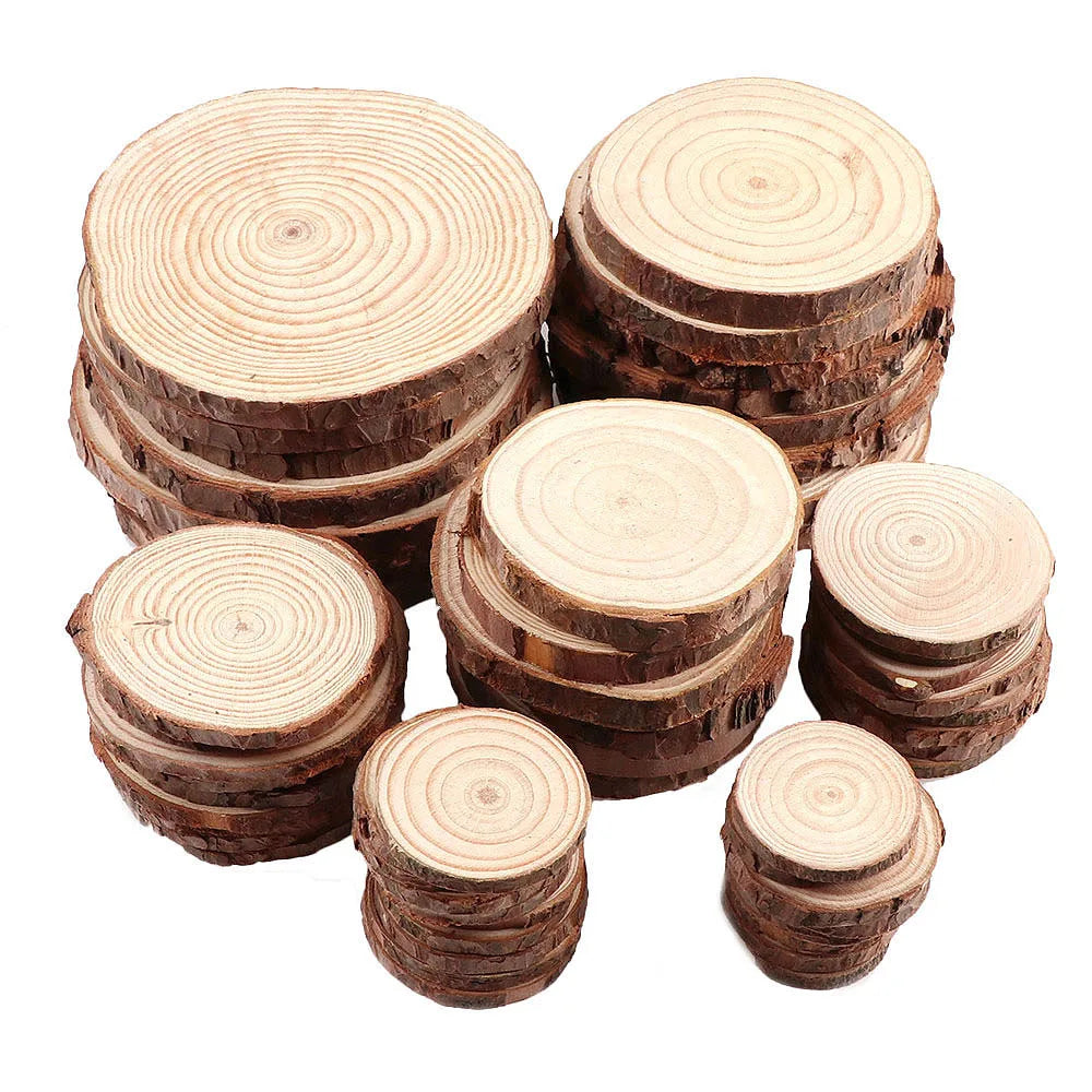 Natürliche Kiefern-Holzscheiben mit Baumrinde – 1 Packung DIY Holzrundlinge