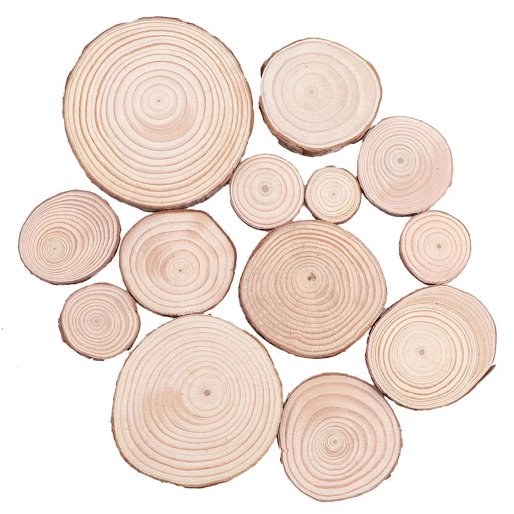 Natürliche Kiefern-Holzscheiben mit Baumrinde – 1 Packung DIY Holzrundlinge