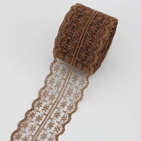Elegantes 45 mm Spitzenstoff-Gurtband Weiß – 5 Yards Baumwolle, nachhaltig - vielseitig