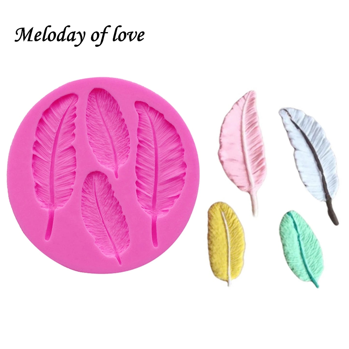 Lebensmittelechte rosa Vögel-Federn Silikonform 9x9 cm für perfekte Deko