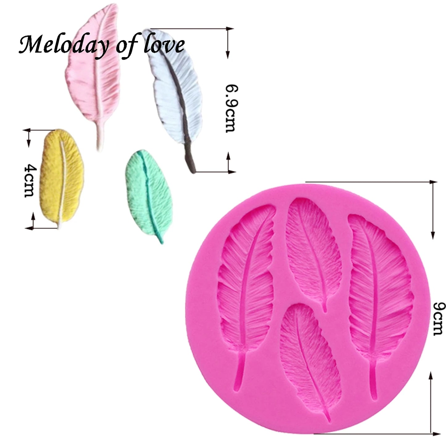Lebensmittelechte rosa Vögel-Federn Silikonform 9x9 cm für perfekte Deko