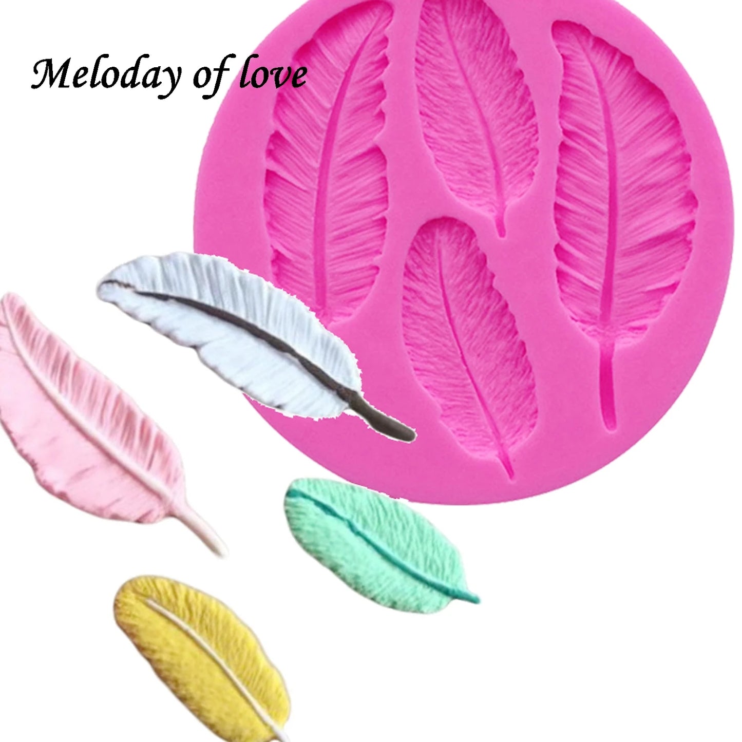 Lebensmittelechte rosa Vögel-Federn Silikonform 9x9 cm für perfekte Deko
