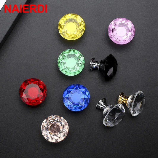 Kristallglas Diamant Möbelknöpfe – 20/30mm Durchmesser, Farbauswahl