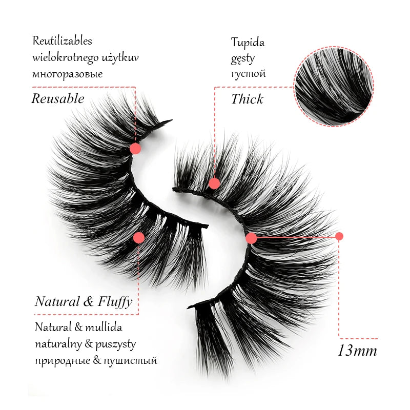 Natürliche 3D Nerz Wimpern – 3/5 Paar Flauschige, lange, wiederverwendbare Vollstreifen