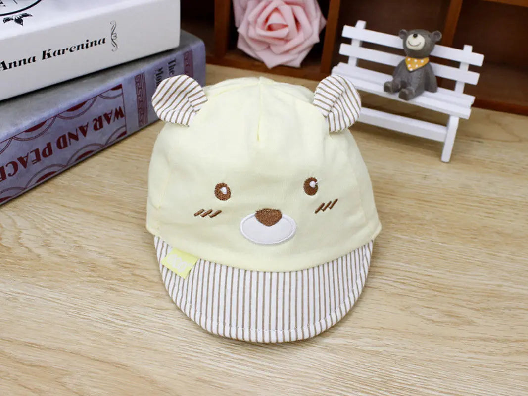 Niedliche Baby Baseball Cap mit Bärendesign – Verstellbar, 0-3 Monate, 4 Farben