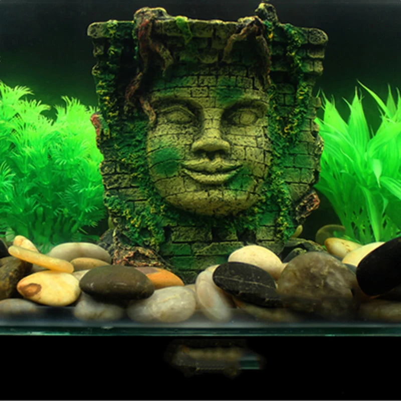Antikes Aquariumornament im Resin-Stil – ägyptischer Pharao & römische Säule, 1 Stück