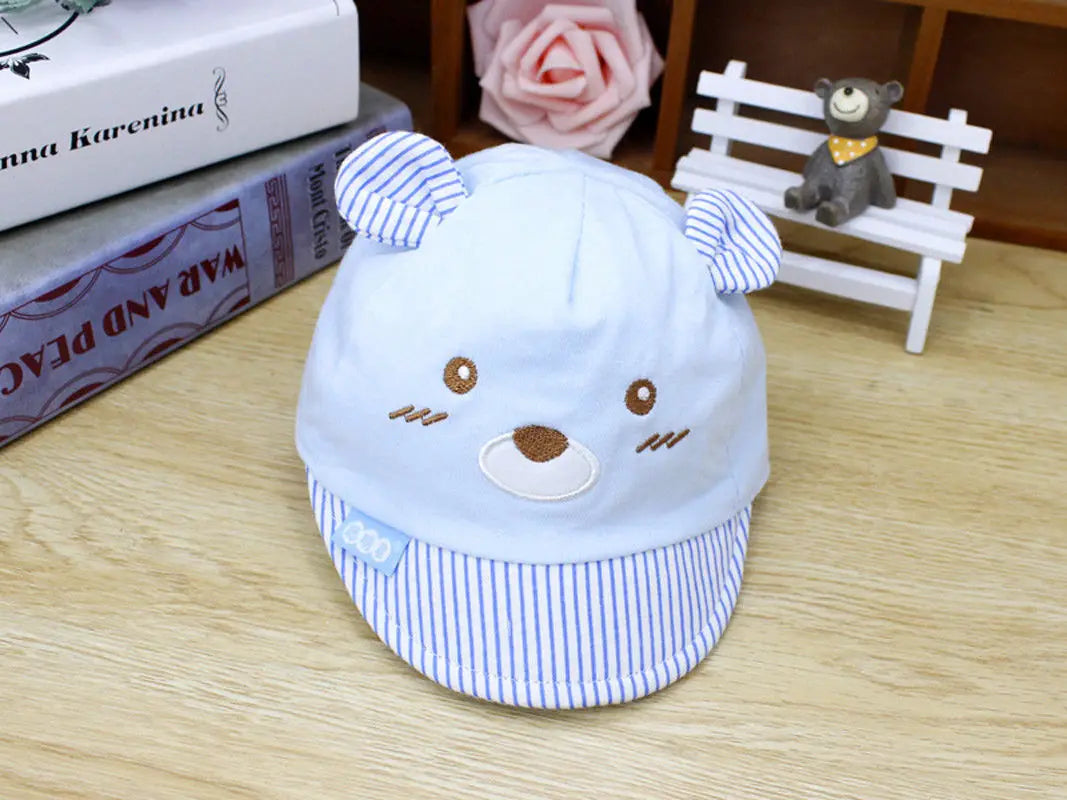 Niedliche Baby Baseball Cap mit Bärendesign – Verstellbar, 0-3 Monate, 4 Farben