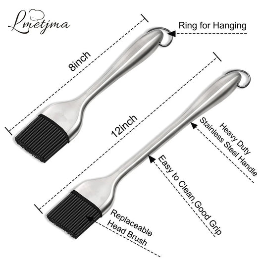 Silikon Grillpinsel BPA-frei mit Edelstahlgriff – Hitzebeständig, Backen