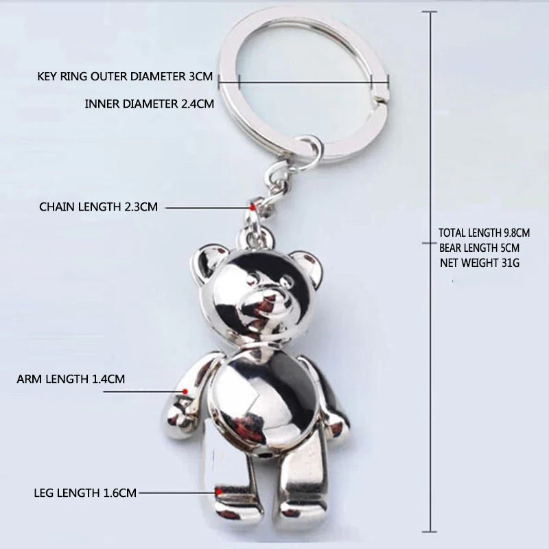 Stilvoll - robust: Unisex Teddybär-Schlüsselanhänger aus Metalllegierung