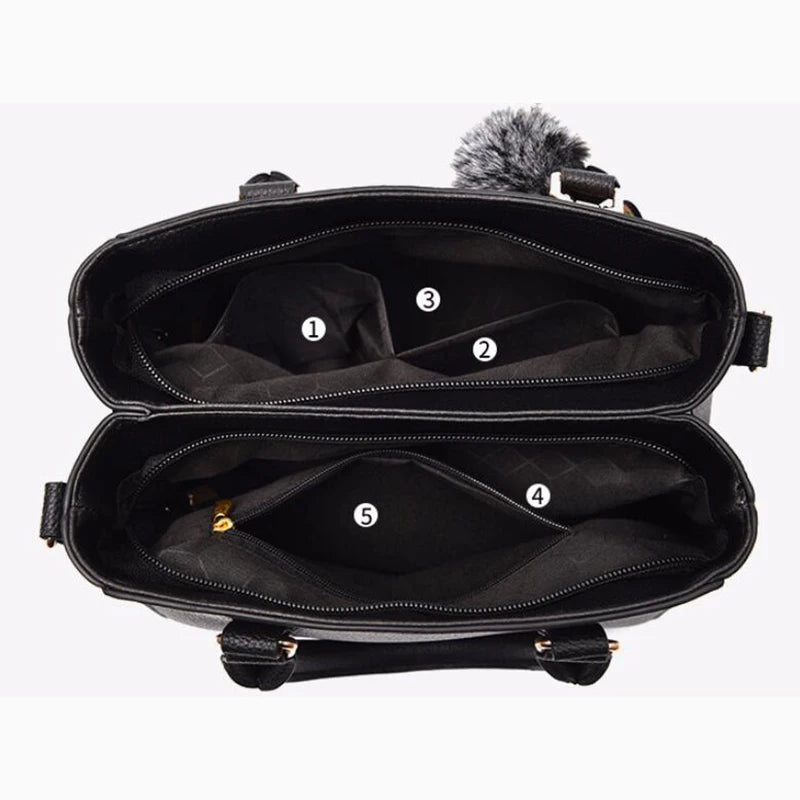 Elegante Damen Messenger Bag mit Stickerei - Haarball – weich, vielseitig - sicher Verschlossen