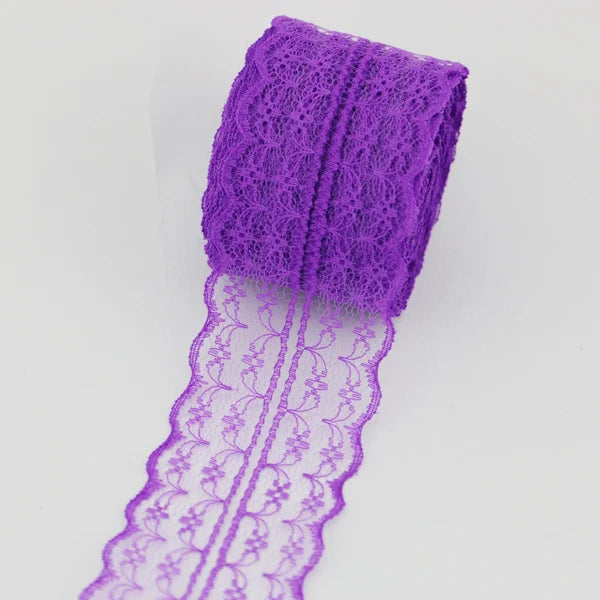 Elegantes 45 mm Spitzenstoff-Gurtband Weiß – 5 Yards Baumwolle, nachhaltig - vielseitig