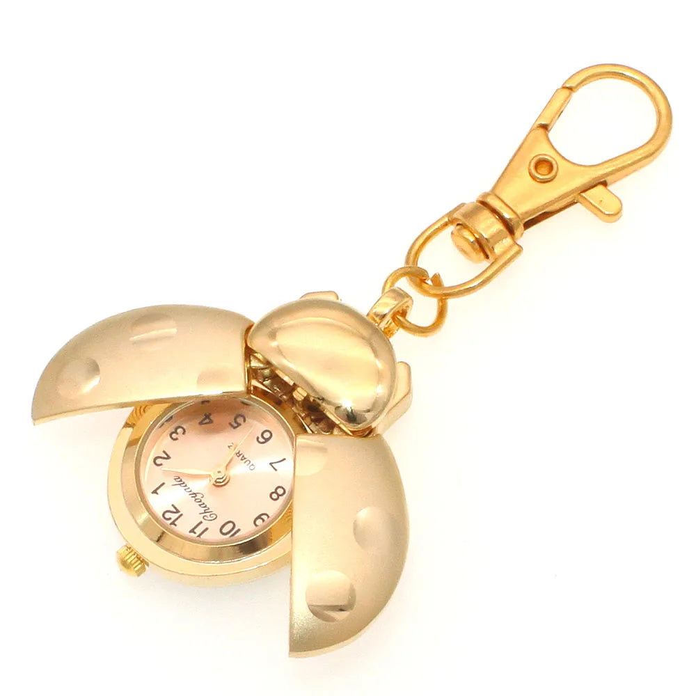 Charmante Marienkäfer Taschenuhr unisex mit Quarzwerk - kratzfestem Hardlex-Glas