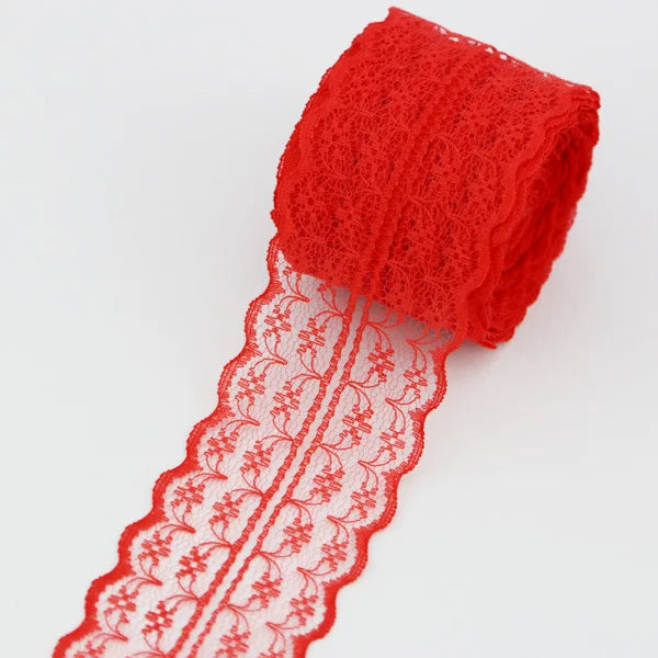 Elegantes 45 mm Spitzenstoff-Gurtband Weiß – 5 Yards Baumwolle, nachhaltig - vielseitig