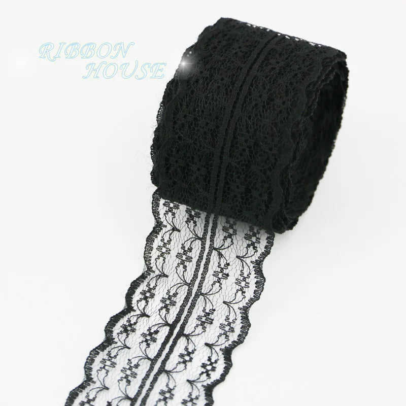 Elegantes 45 mm Spitzenstoff-Gurtband Weiß – 5 Yards Baumwolle, nachhaltig - vielseitig