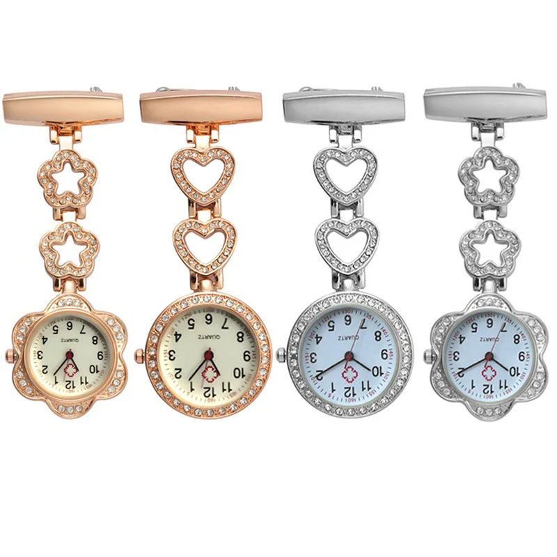 Stilvolle Clip-Taschenuhr mit Herz- oder Stern-Anhänger – Präzise Quarz-Analoguhr
