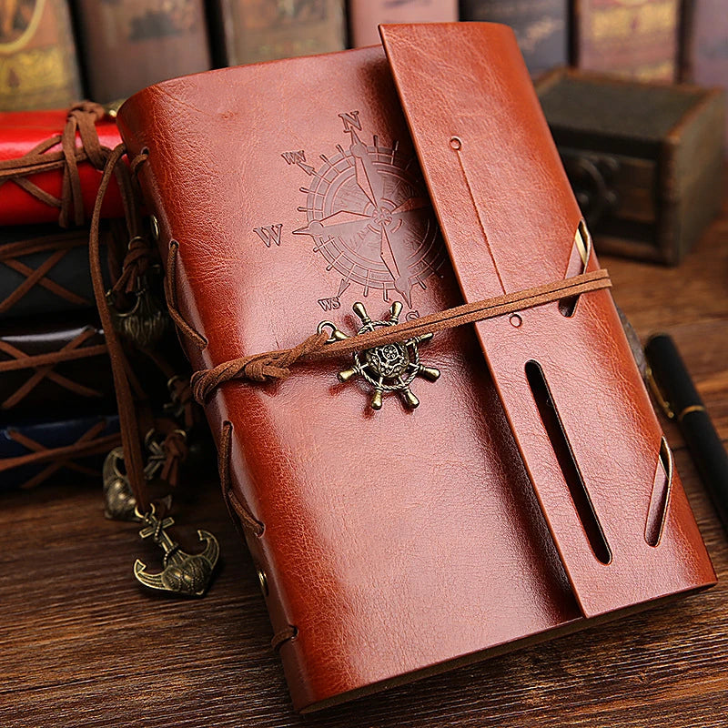 Vintage-Piraten-Anker Spiral-Notizbuch mit PU-Leder & 150 Seiten, vielseitig & stylisch