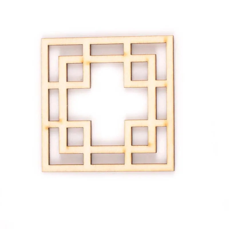 5er Set Holzscheiben mit runden - quadratischen Spitzen – Perfekt für DIY Kreative