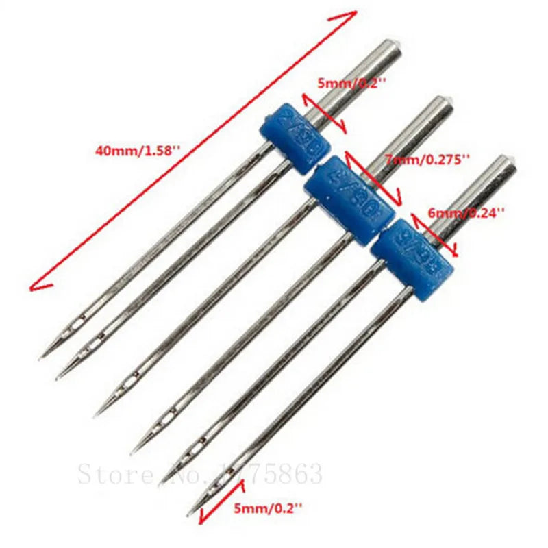 Präzise Doppel Twin Nadeln 3er Set Edelstahl 2,0/90-4,0/90 für perfekte Nählinien