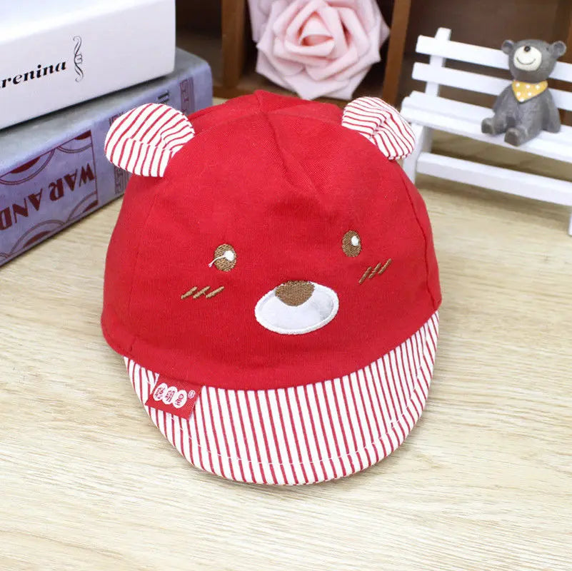 Niedliche Baby Baseball Cap mit Bärendesign – Verstellbar, 0-3 Monate, 4 Farben