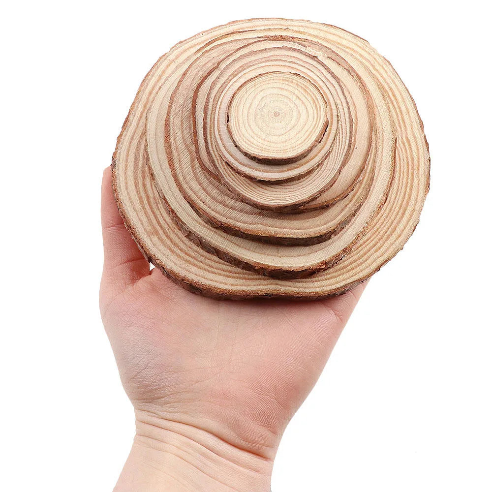 Natürliche Kiefern-Holzscheiben mit Baumrinde – 1 Packung DIY Holzrundlinge