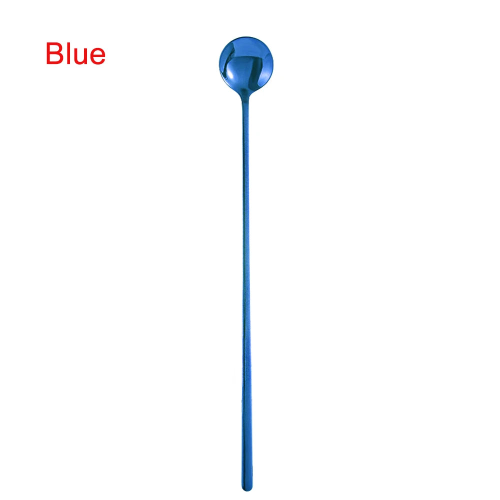 Langer Edelstahl Rührlöffel Regenbogenfarben für Kaffee und Tee