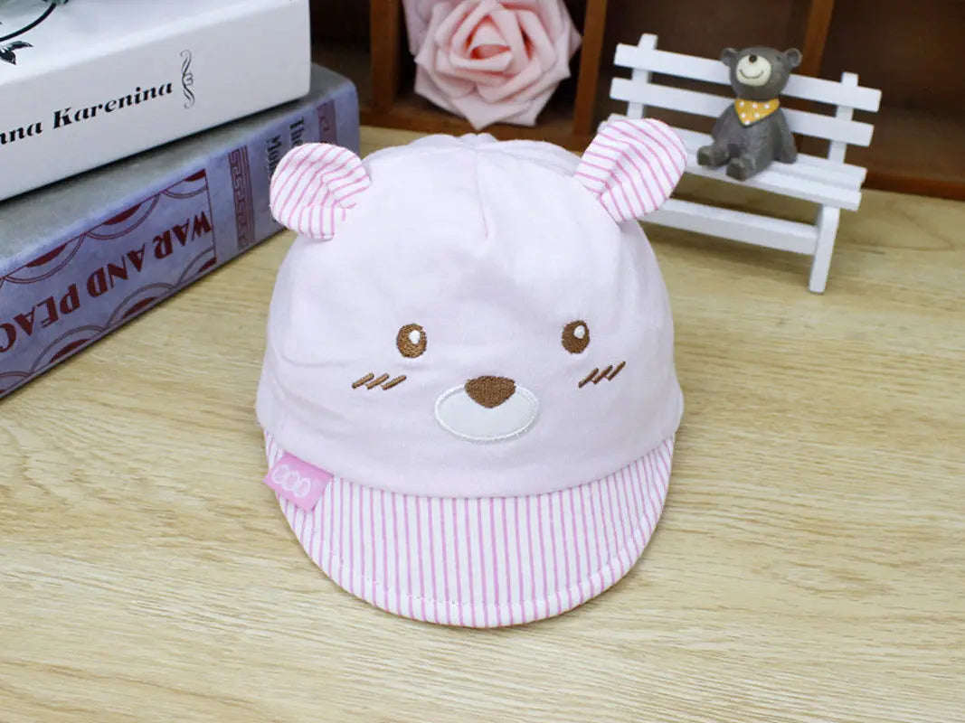 Niedliche Baby Baseball Cap mit Bärendesign – Verstellbar, 0-3 Monate, 4 Farben