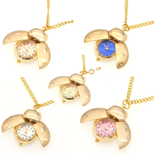 Charmante Marienkäfer Taschenuhr unisex mit Quarzwerk - kratzfestem Hardlex-Glas