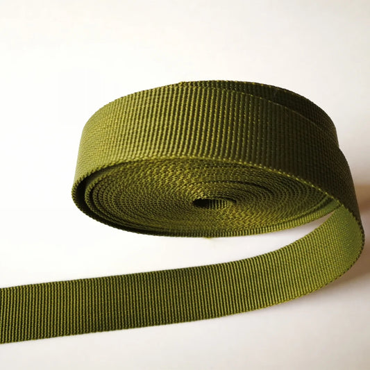 5m Jacquard Nylon Gurtband 2.5cm Olive Grün – Rucksack, Gürtel, DIY