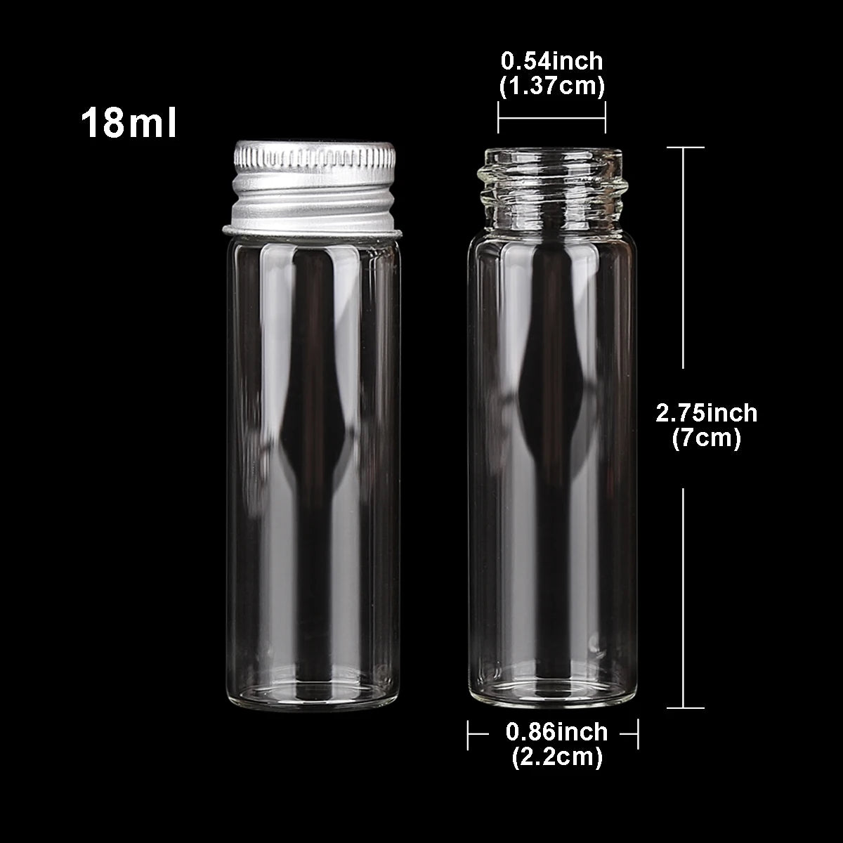 10 Stück Mini Glasflaschen mit Aluminiumdeckel 5 bis 30 ml in 9 Größen