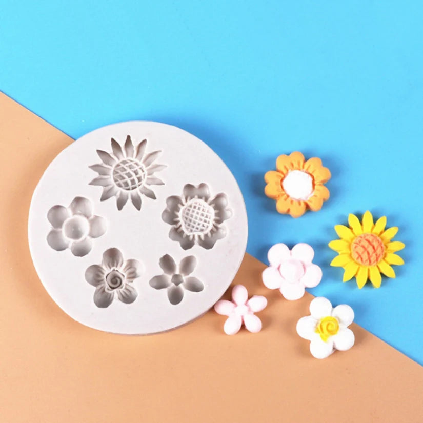 Silikonform Gänseblümchen und Chrysantheme für Zucker- und Fondantdekor