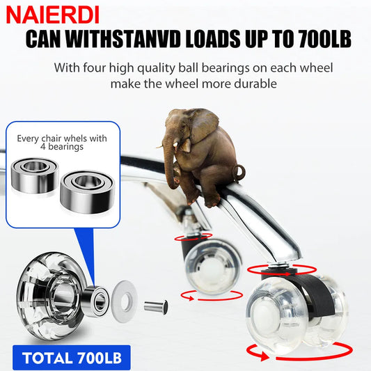 NAIERDI 5 Stück drehbare Bürostuhlräder für Hartholzteppiche-Yabubest - Home & More