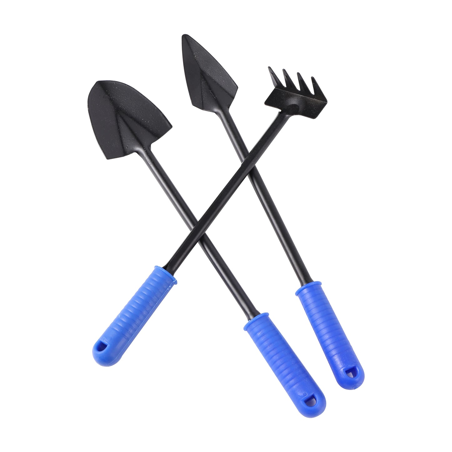 3-teiliges Gartengeräte-Set mit Schaufel, Rechen und Handkelle