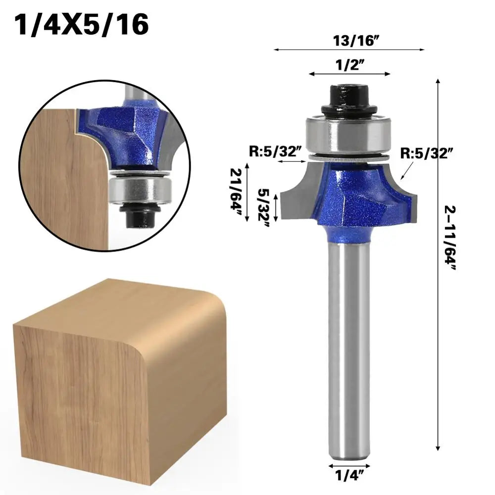 1/4 Schaft Runde Ecke Router Bit mit Lager für Holzbearbeitung