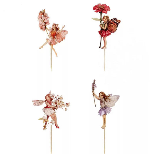 Zauberhafte Blumen-Fee Cupcake-Topper 24 Stück – Perfekt für Party - Deko