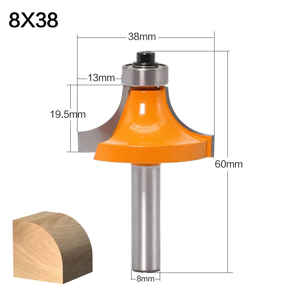 8mm Schaftfräser Rond Bit für Holzbearbeitung mit Lager 2 Flöten