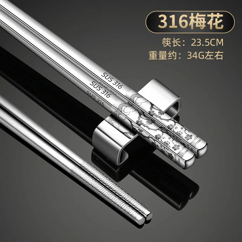 Edelstahl Essstäbchen mit Luxus-Lasergravur für den Haushalt