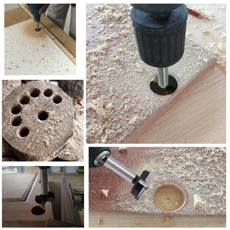 Lochbohrer Set 12-53 mm mit dreieckigem Griff für Holzbearbeitung