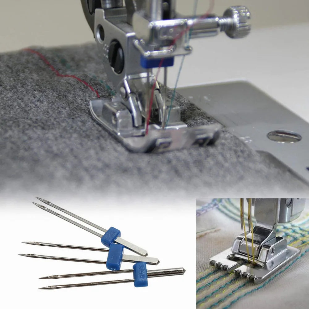 Präzise Doppel Twin Nadeln 3er Set Edelstahl 2,0/90-4,0/90 für perfekte Nählinien