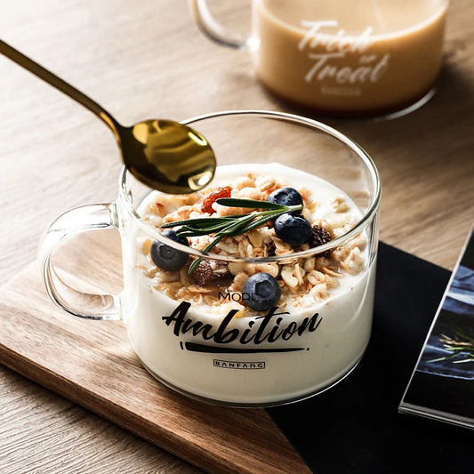 Kemorela kreative Alphabet Glas große Saft Tasse mit Griff Büro Tee tasse Dessert Tasse Haferflocken Tasse Frühstück Tasse Glas-Yabubest - Home & More