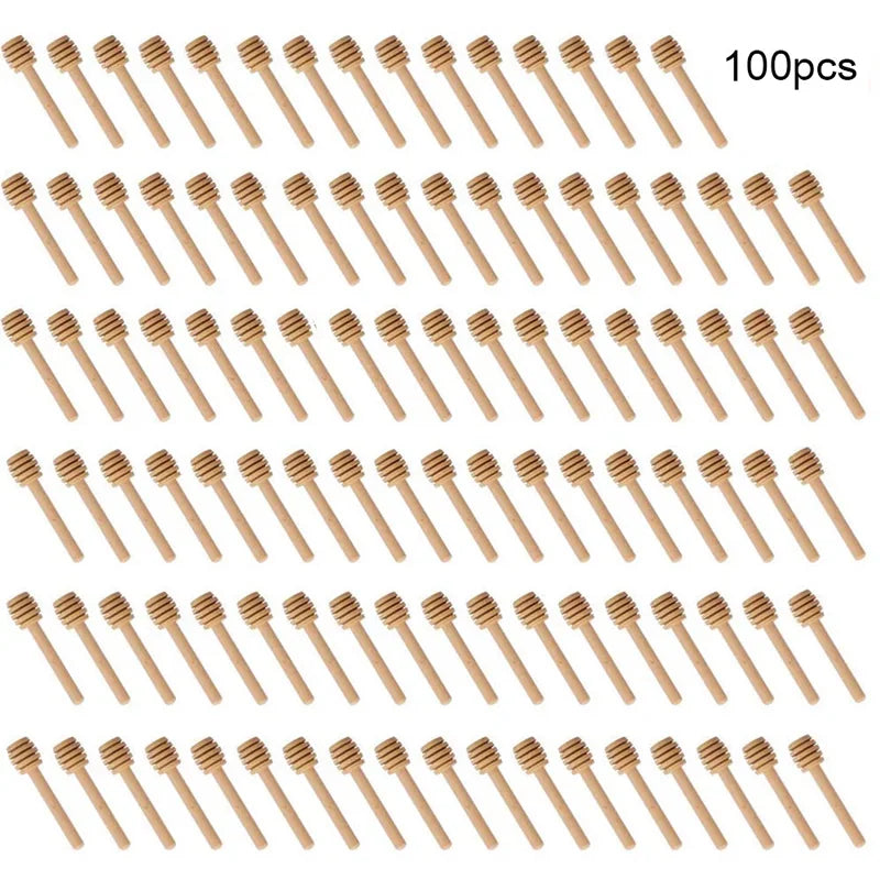 100er Set Holz-Honiglöffel mit langem Griff – natürlich, hygienisch, praktisch