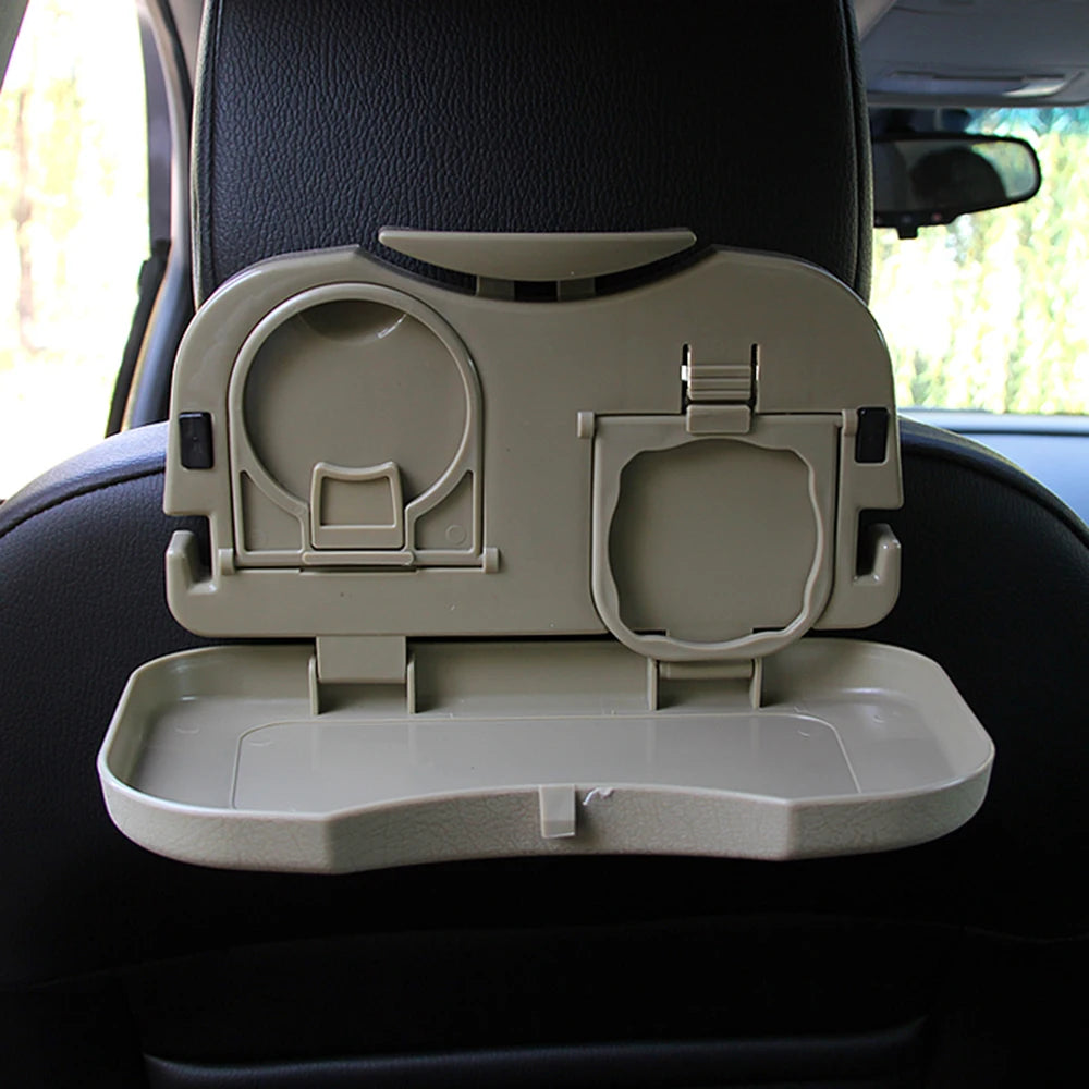 Multifunktionaler Auto Mini Schreibtisch mit Getränkehalter, klappbar, schwarz/beige