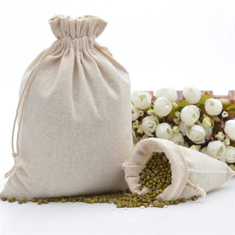 10-teiliges Set Baumwoll-Geschenktaschen mit Kordelzug für Schmuck und Kosmetik