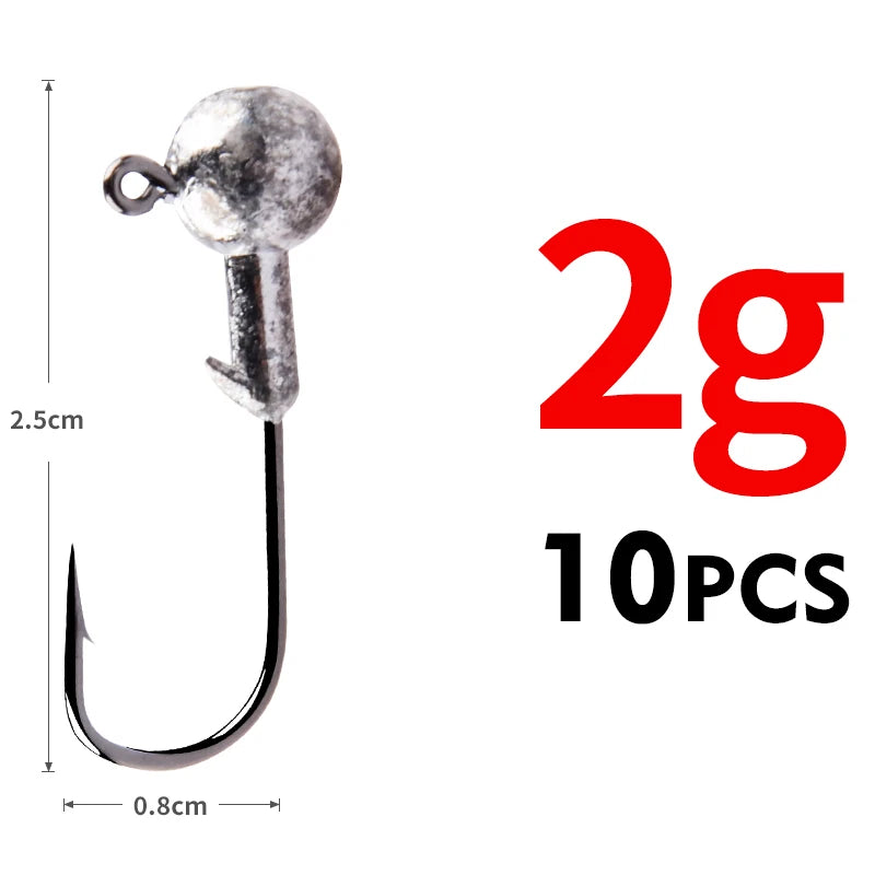 Jigkopf Angelhaken High Carbon Stahl 1g bis 22g für Hechtangeln